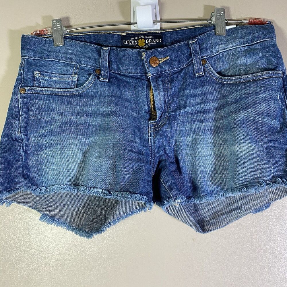 Lucky Brand Riley Cut Off Shorts Jorts Women’s Size 34 Distressed Denim